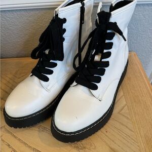 Madden Girl white combat boots